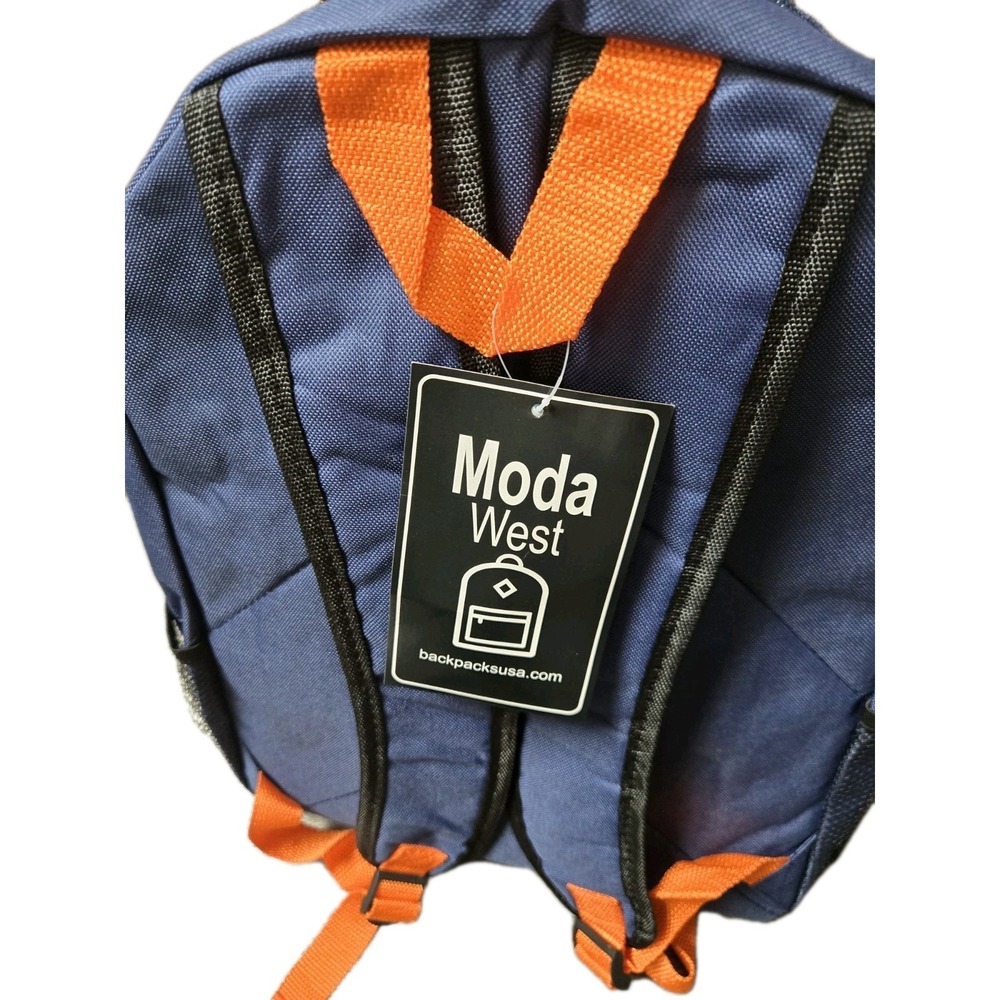 17 Inch Kids Orange And Blue Backpack With Side Pockets - Picture 3 of 7